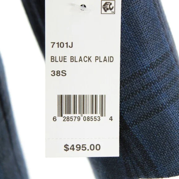 Cardinal of Canada NWT Wool Sport Coat Size 38S US In Blue & Black Plaid